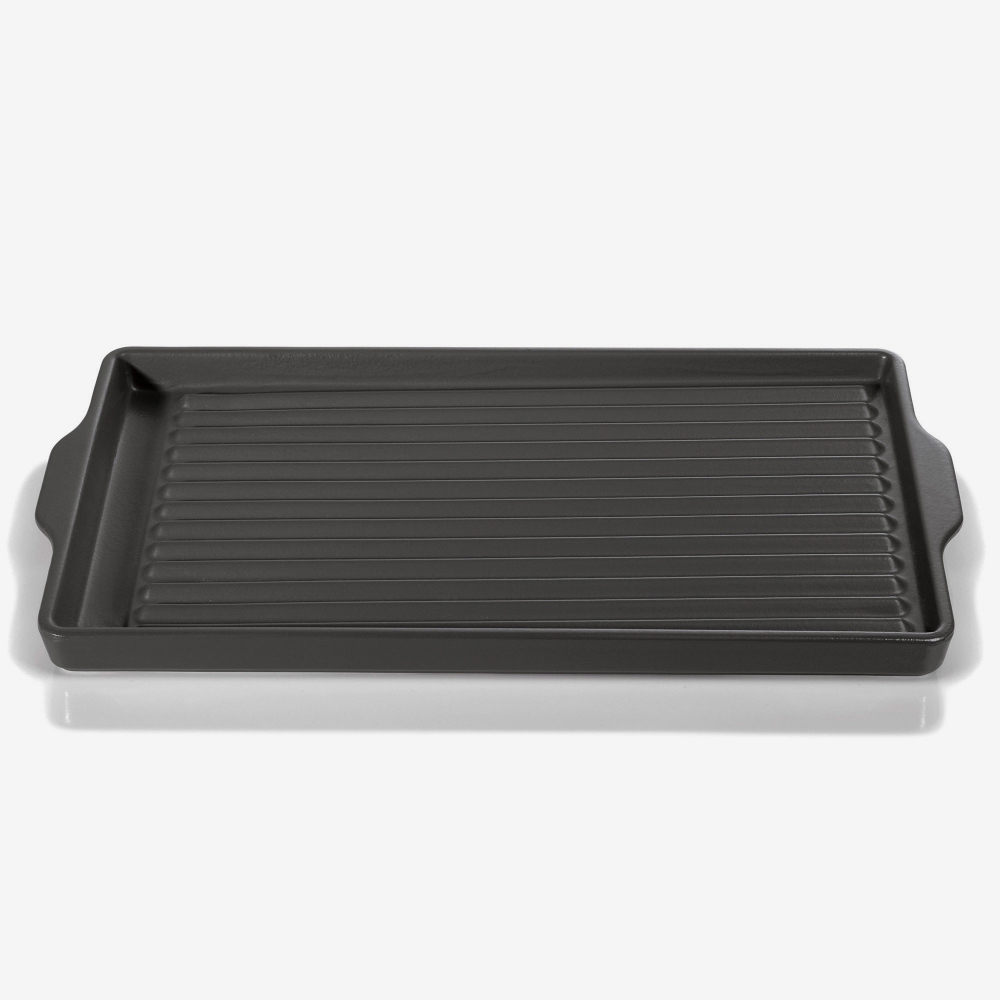 Piastra grill rettangolare antracite, dim. 45,5X24cm